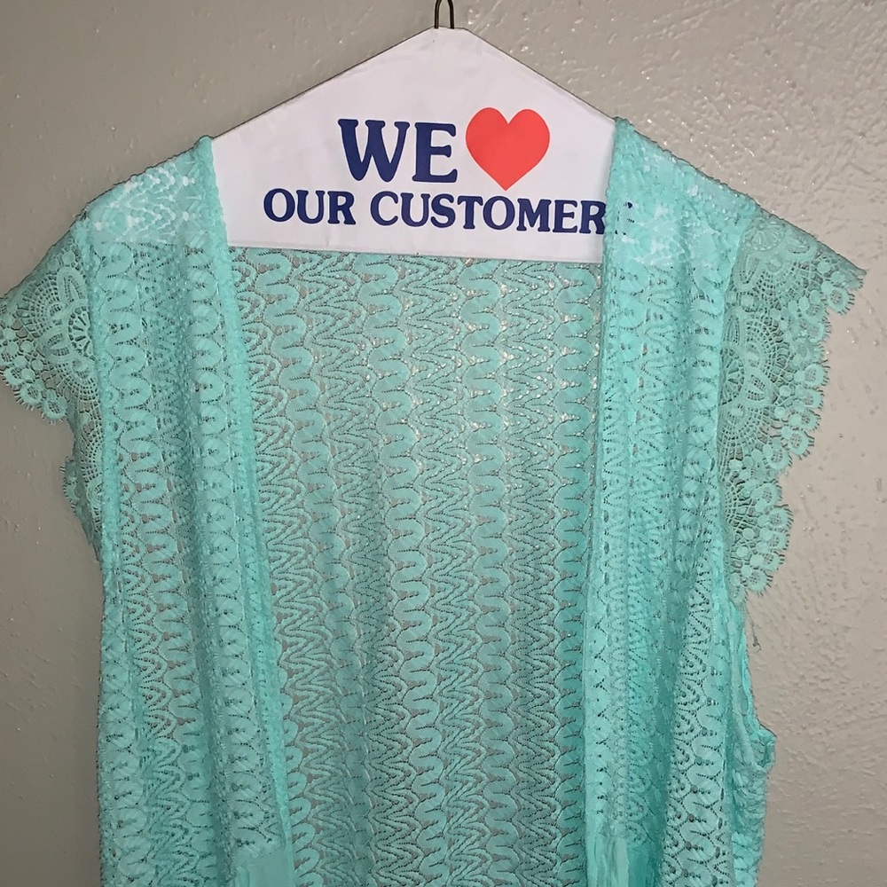 See through Turquoise sleeveless tunic